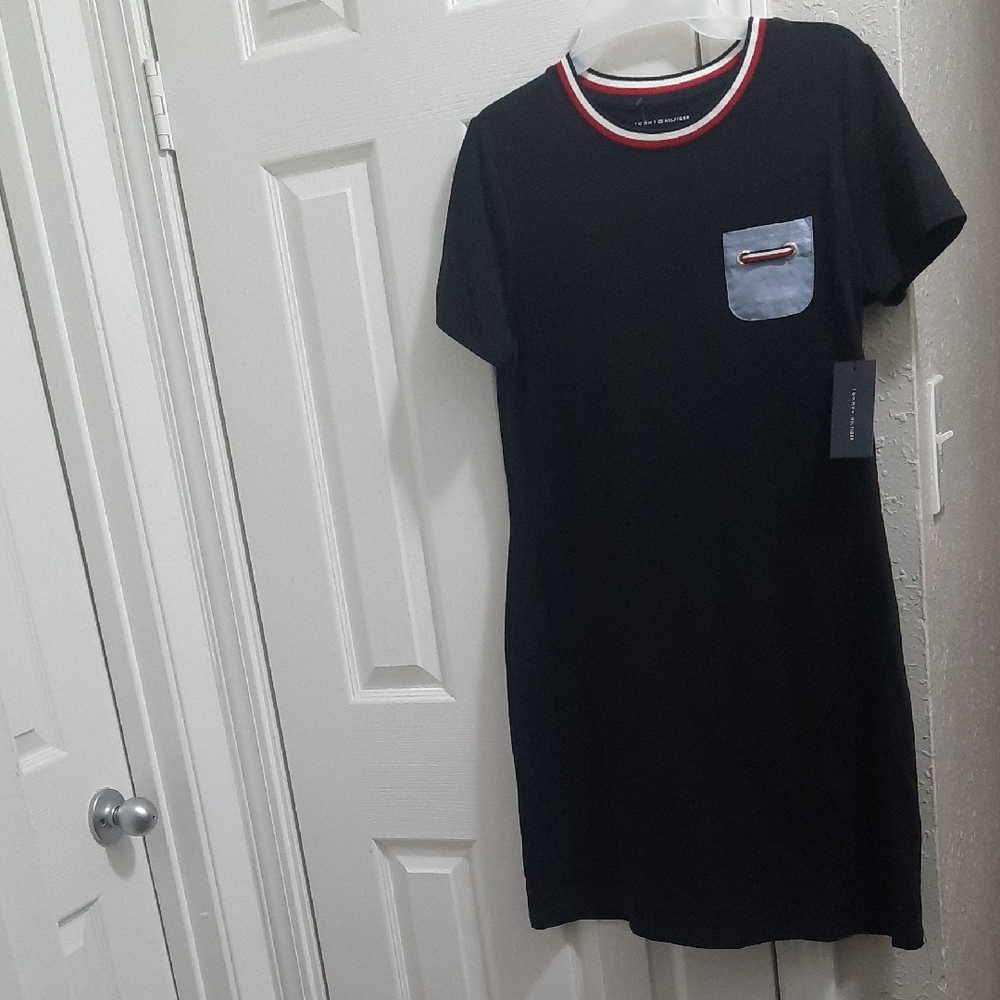 Tommy Hilfiger Black Dress with Red and White Accents